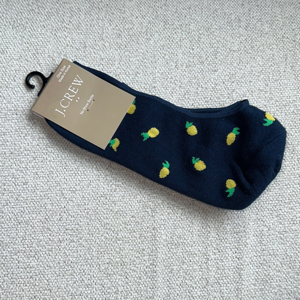*NWT J. Crew Pineapple Navy No-Show Socks, women
